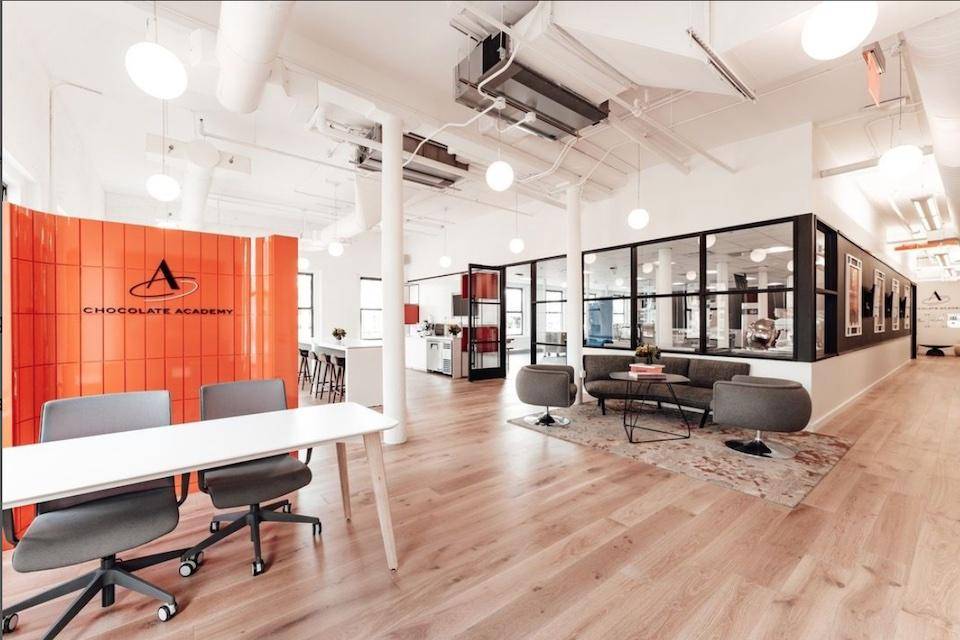 Interior of the lobby of Chocolate Academy New York